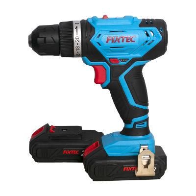 Fixtec Ready Stock 20V 2X1500mAh Li-ion Battery 32n. M Wireless Drill Cordless Screwdriver Drill Machine