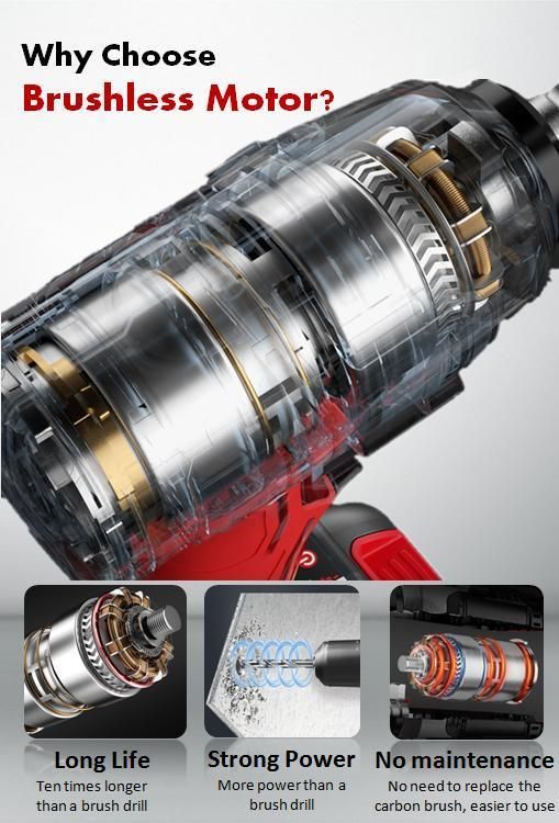 16V Brushless Battery Screwdriver HSS Bit Auger Tools Hardware Power Drill Screw Drilling Machine