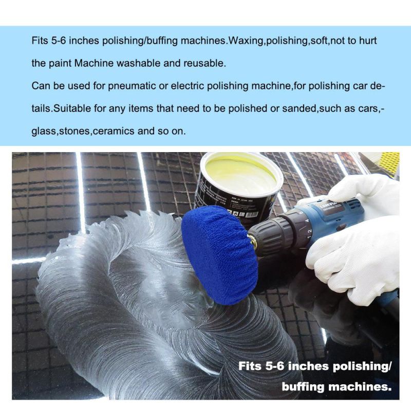 Cross-Border Supply 5-6 Inch Dark Blue Car Waxing Cloth Microfiber Polishing Waxing Set Car Cleaning Beauty