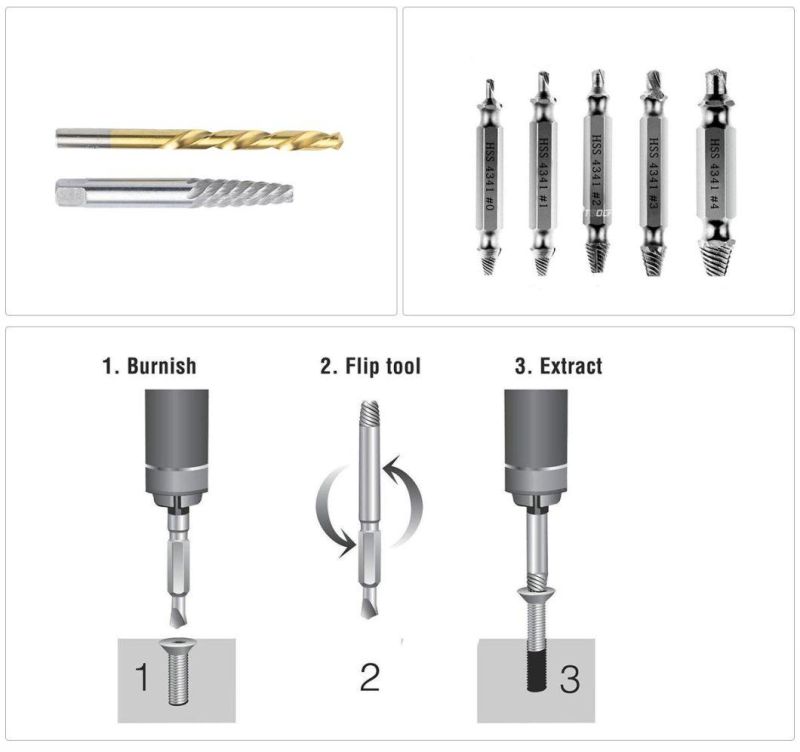 5PCS Cobalt Spiral Flute Screw Extractor Set with Canvas Bag