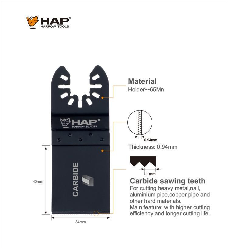 34mm Carbide Multi Tool Blade for Cutting Heavy Metal Aluminium Nail