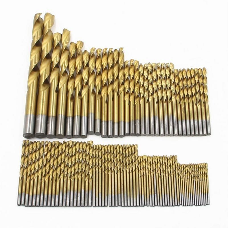 99PCS HSS Twist Drill Bit Set 1.5-10mm Straight Shank Titanium Coated HSS Drill Bits for Metal Wood Stainless Steel Metal Drilling