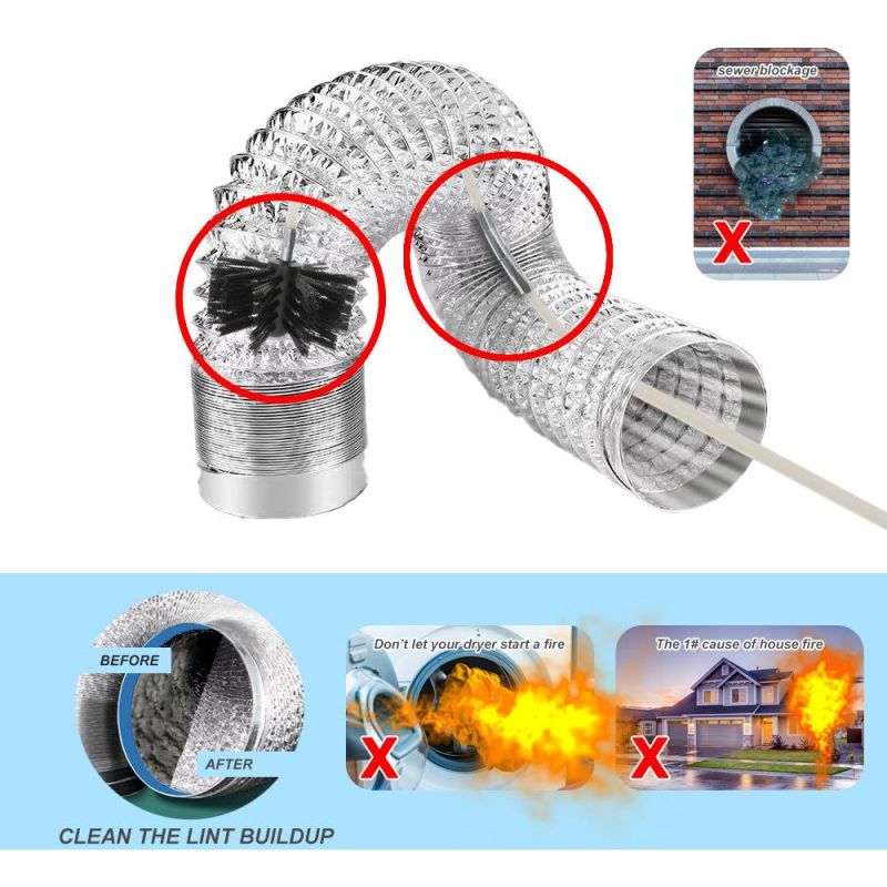 Electric Drill Pipe Brush 12/3.66m Rod Dryer Flue Brush Cleaning Electric Brush