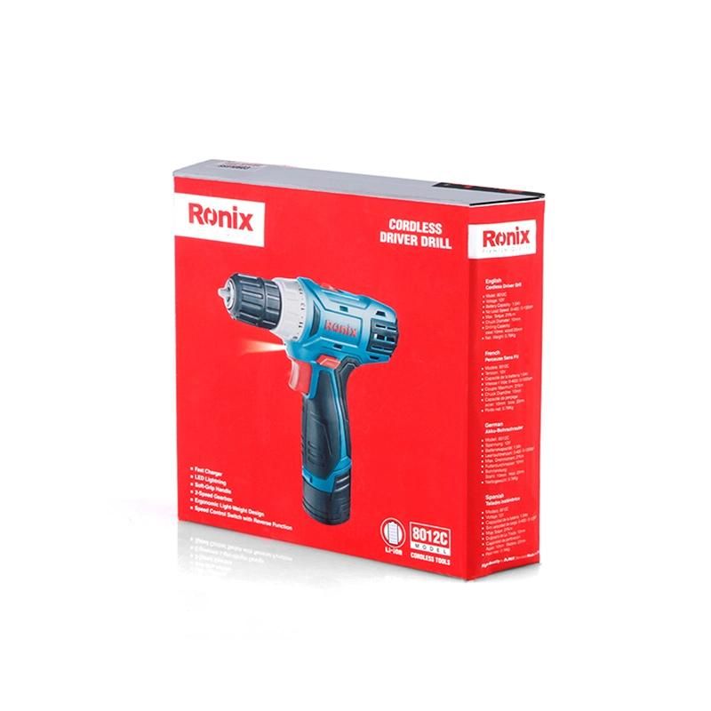 Ronix 8012c 2speed 12V High Quality with Lithium Battery Drilling Machine Cordless Drill Driver