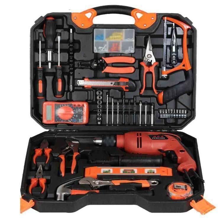 122PCS Blow Molded Case Household Home Use Electrical Power Tool Set Lithium Battery Cordless Drill Set