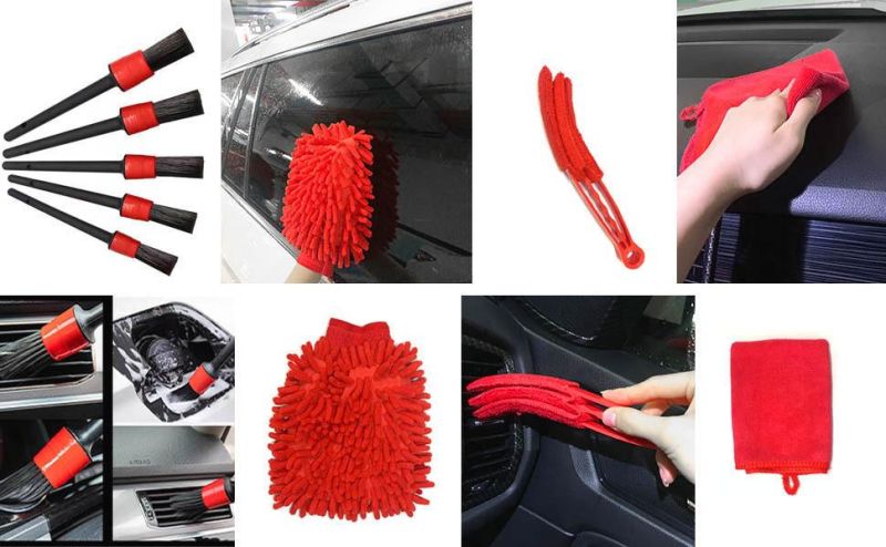 Cross-Border Supply Cleaning Brush Car Beauty Cleaning 26-Piece Detail Brush Red Kitchen Stain Removal Electric Drill Brush Head