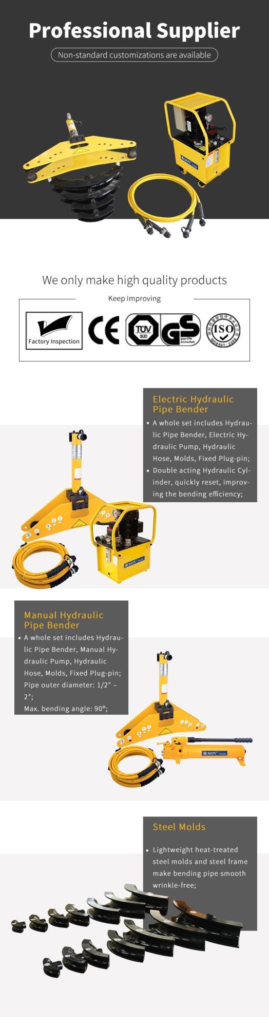 Portable Electric Hydraulic Pipe Tube Bender