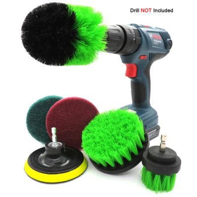 Electric Drill Brush 6-Piece Set Electric Nylon Hex Electric Drill Cleaning Green Brush