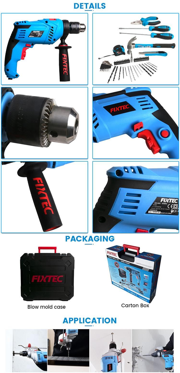 Fixtec 600W Impact Drill Set for Household 50PCS Set