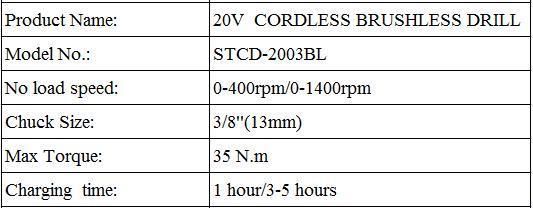 20V Cordless Brushless Power Drill Cordless Drill