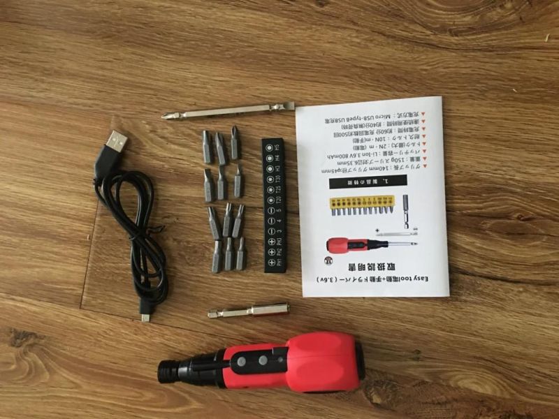 USB Charger Cordless Screwdriver Li-ion Battery Electric & Manual Double Function Suitable for Japan Taiwan Europe Market High Quality