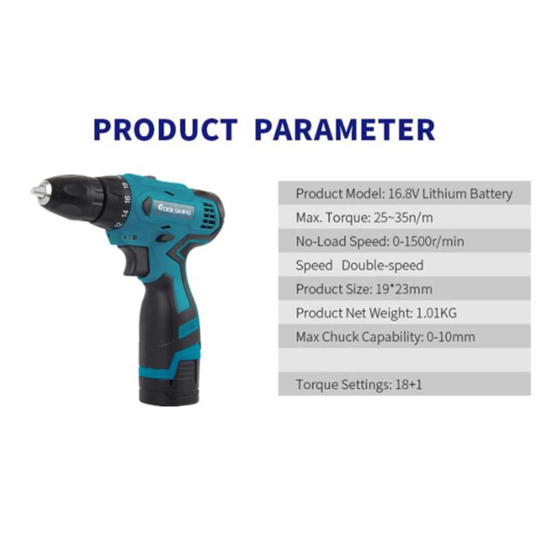 Toolsmfg 16.8V / 16V Hand Held Drill Electric Cordless Power Drill