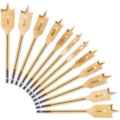 12-Pieces Spade Drill Bit Set-Titanium Coating