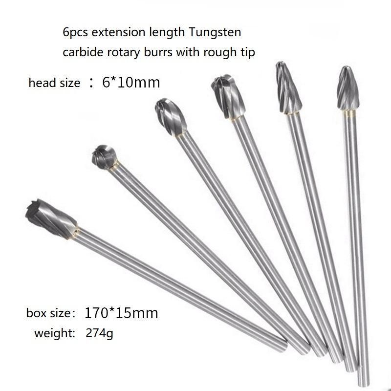6PCS Extension Length Tungsten Carbide Burrs Set (SED-RB-S6E)