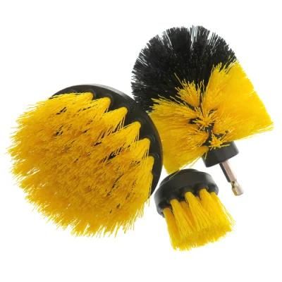 Electric Drill Brush 3-Piece Set Yellow Brush Head Floor Wall Descaling Cleaning Polishing Cleaning Brush