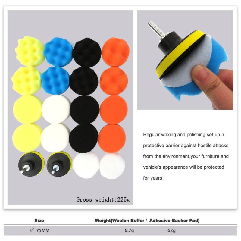 Cross-Border Supply 3-Inch 20-Piece Car Polishing Sponge Car Beauty Cleaning Waxing Polishing Car Wash Sponge