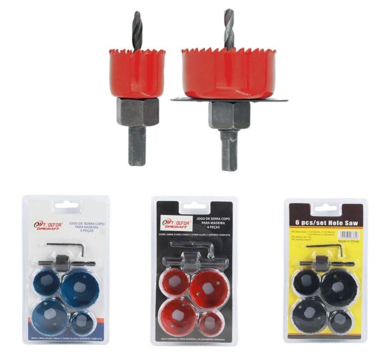 6PCS Wood Carbon Steel Hole Saw Cutter Kits Set