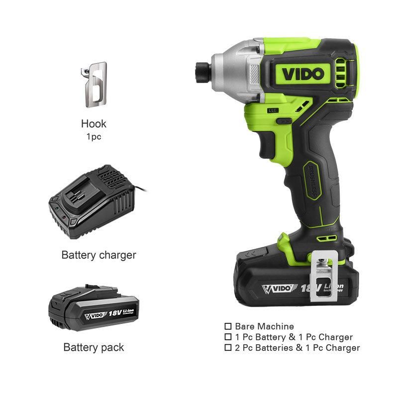 Vido 18V Brushless Large Torque Cordless Impact Screwdriver