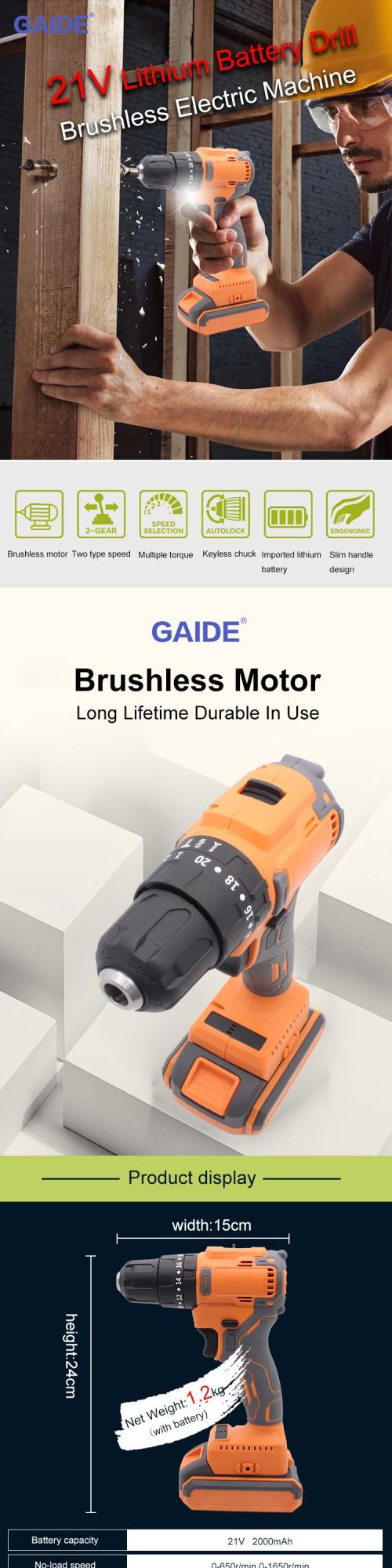 Gaide New Design High Quality Nails Drill Cordless for Sale