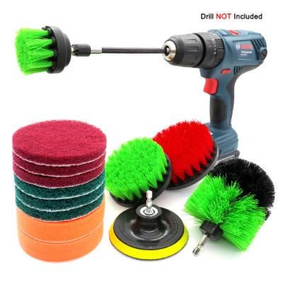 Electric Drill Brush Green 14-Piece Household Cleaning Car Cleaning Electric Cleaning Brush Head