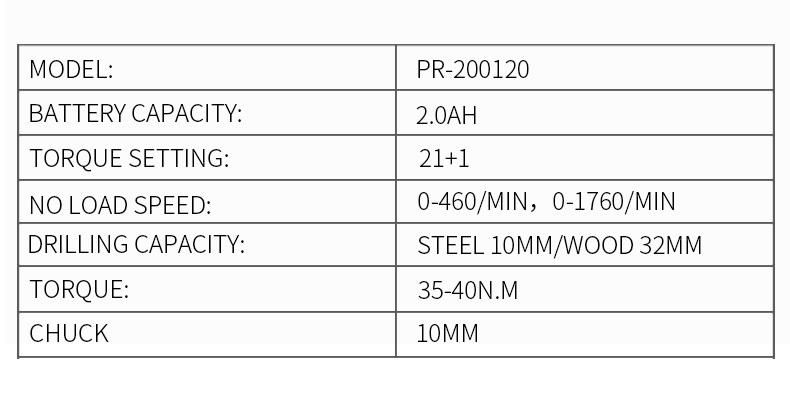 Prox 16V Li-ion Rechargeable Brushless Motor Cordless Drill Pr-200210