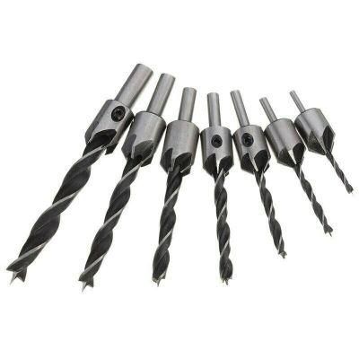 8PCS Spiral Flute HSS Combination Countersink Drill Bit Set 3-10mm Wood Chamfer