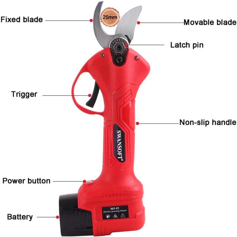 Cordless Powered Grapevine Branches Electric Tree Scissors 25mm Sk5 High Carbon Electric Pruning Shears