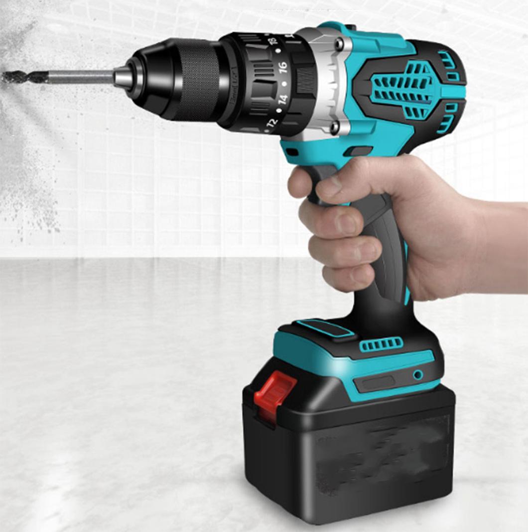 DIY Power Tool Compact Cordless Drill Electric Screwdriver Rechargeable Driver DC Lithium-Ion Battery Charged Power Tools Drill Hammer Torque Wrench Drill