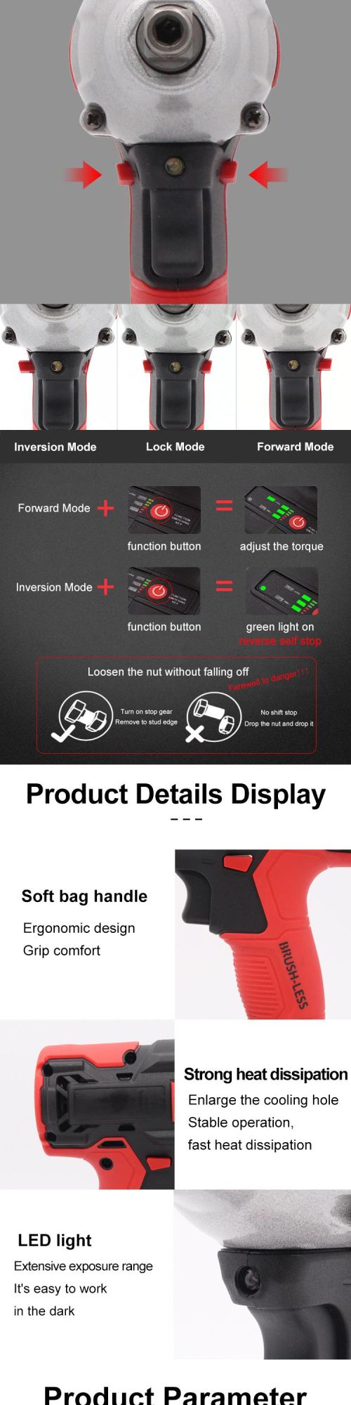 Gaide New Design Cordless Brushless Impact Wrench for Sale