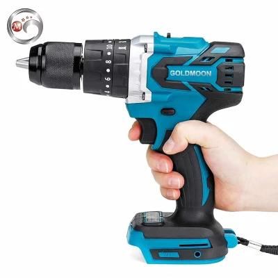 Goldmoon Cordless Electric Impact Drill 3 in 1 Power Screw Drivers Electric Hammer Drill 13mm Chuck Brushless Electric Screwdriver