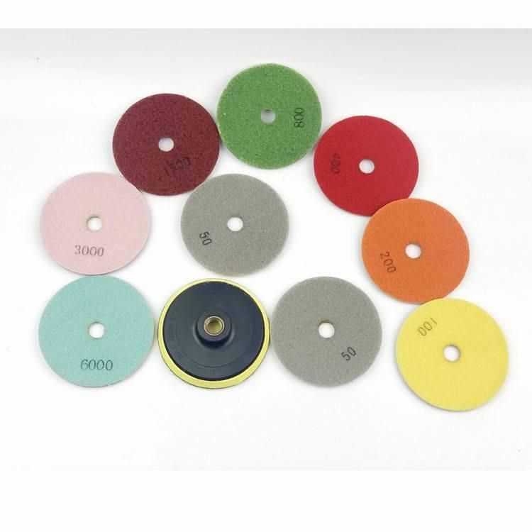 4 Inch Wet/Dry Set of 10+1 Backer Pad for Granite Concrete Marble Diamond Polishing Disc Pad