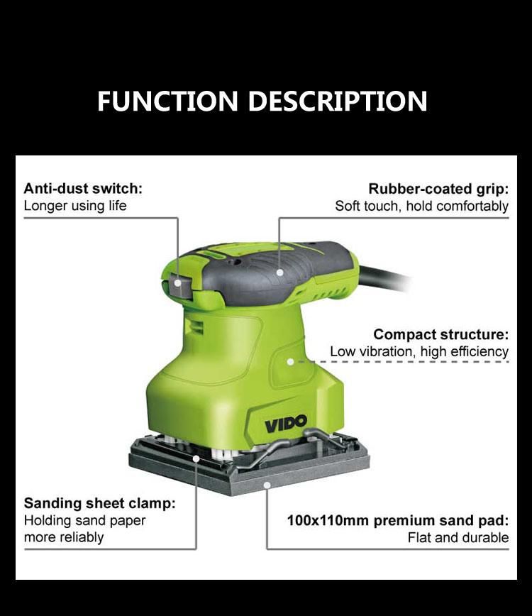 Vido Hot Selling Reusable Compact Orbital Sander for Wood Working