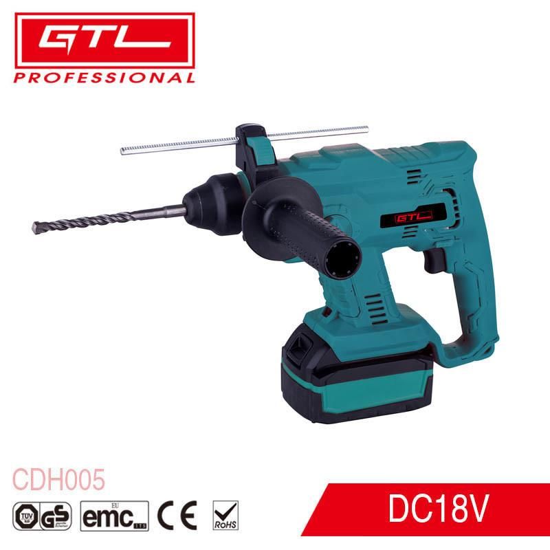 4800rpm Power Tools SDS Plug Chuck Rechargeable 1360 Degree Rotating Handle 2.2j Hanmmer Cordless Rotary Hammer Drill with Depth Gauge (CDH005)