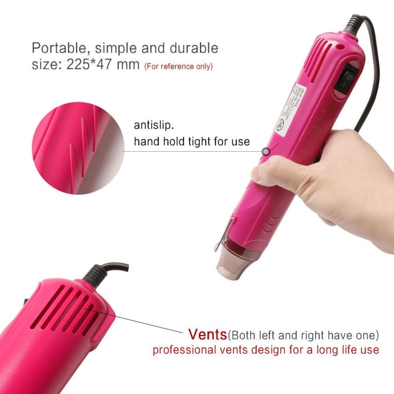 21332 110V 220V Mini Handheld Hot Air Gun Heat Gun 300W Portable Heat Gun for DIY Craft Embossing