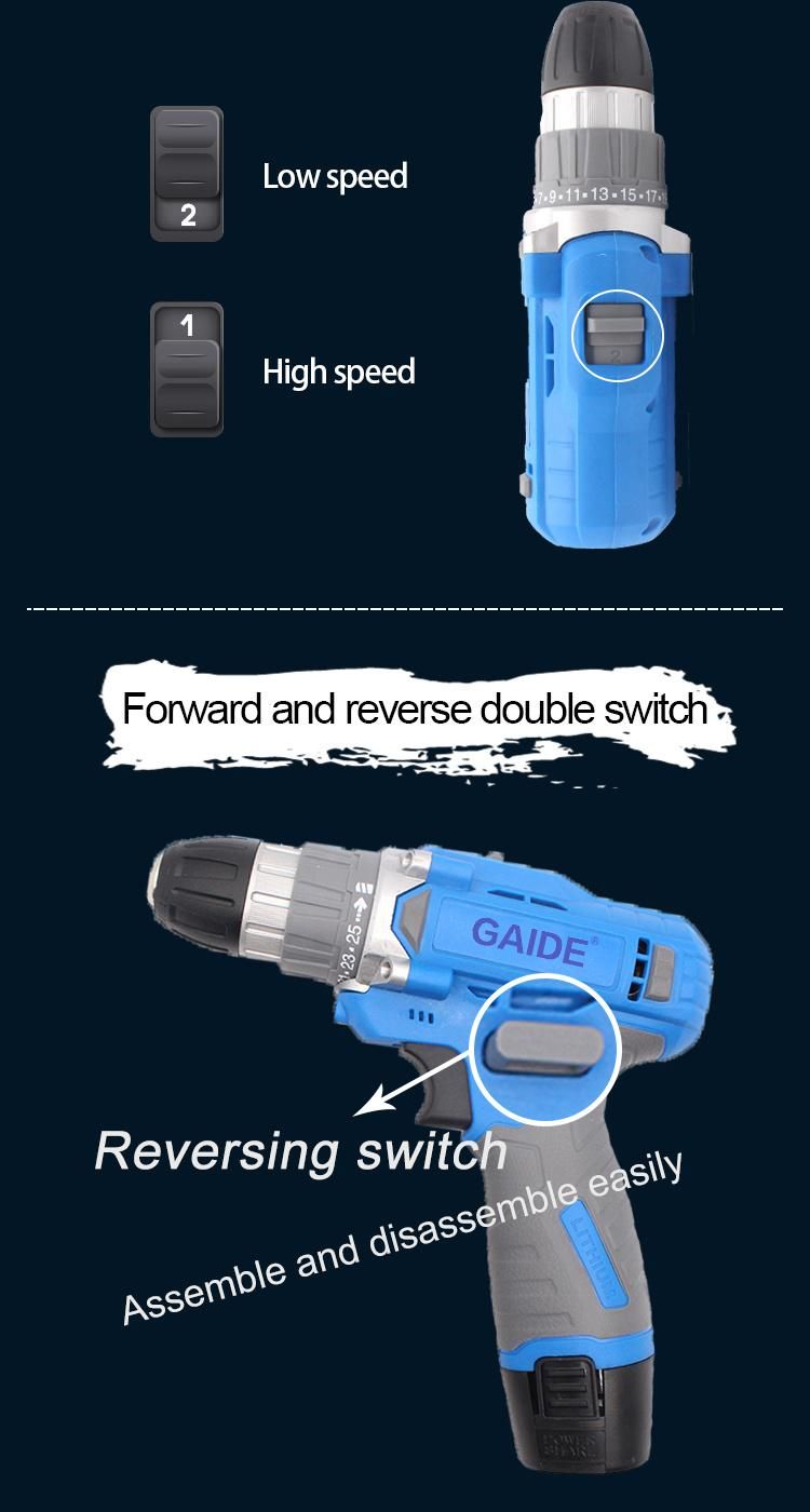 Gaide Li-ion Lithium Cordless Drill Screwdriver Power