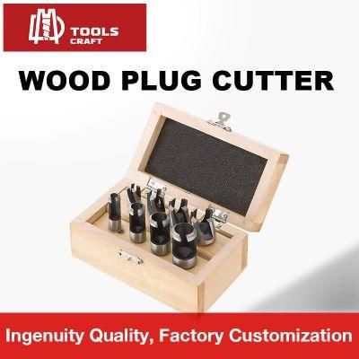 8PCS Wood Plug Cutter Claw Cylinder Tenon Straight Tapered Woodworking Cork Drill Bit Set