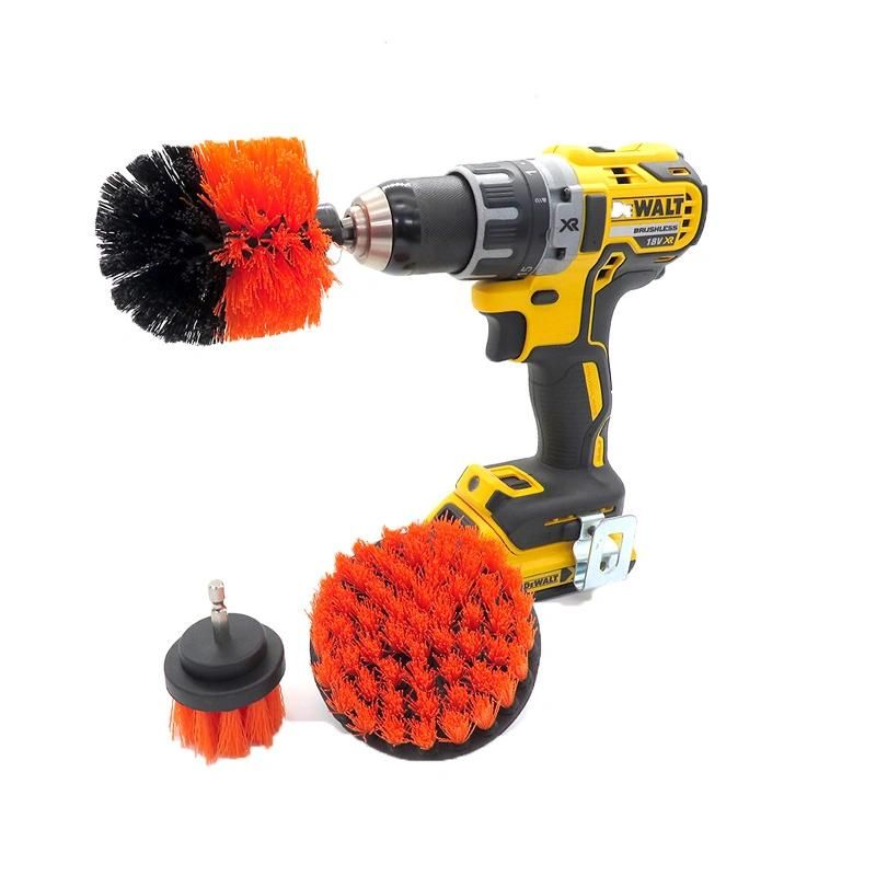 Electric Drill Brush 3-Piece Set 2 Inch 3.5 Inch 4 Inch Electric Orange Cleaning Brush Head