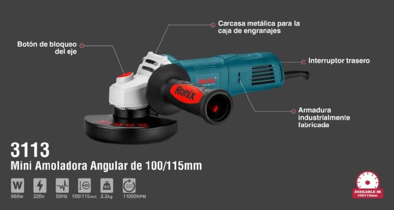 Ronix Model 3113 Portable Electric Power Tools Wood Angle Grinder Machine