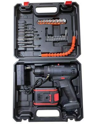 21V Max Electric Power Impact Combo Kit Cordless Brush Drill Driver Tool Kit Driver with 30 Pieces Accessories