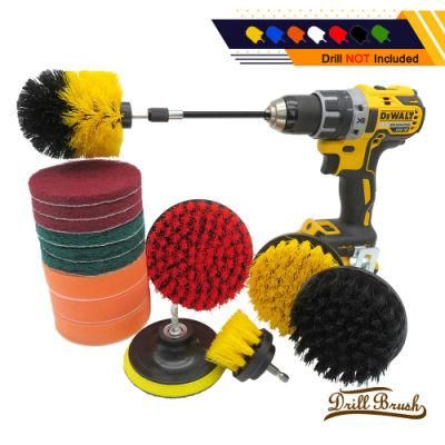 Electric Drill Cleaning Brush Yellow 16-Piece Set Electric Drill Brush Accessories with Scouring Pad