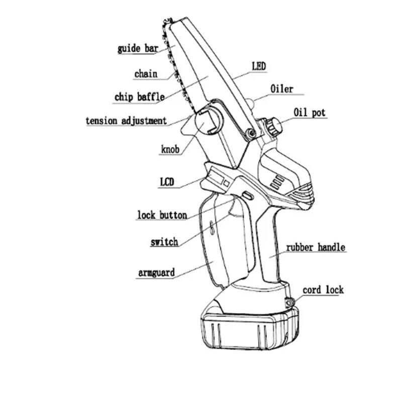 Garden Tool Cordless Mini Chainsa with Recharge Battery