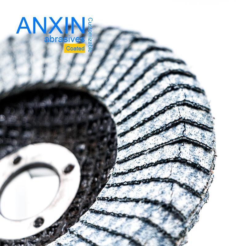 White Coated Aluminum Polishing Curved Edge Flap Disc 115X22mm