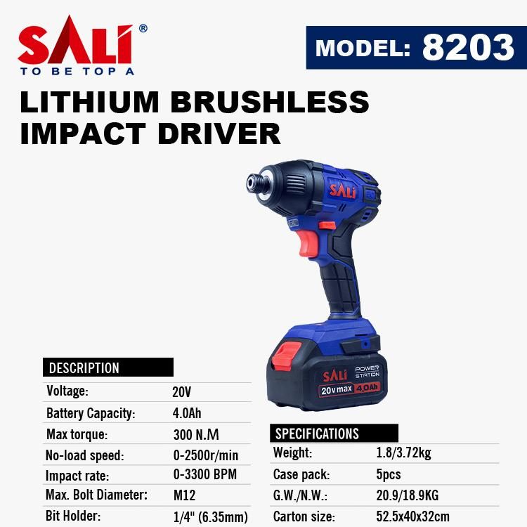 Sali 8203 20V M12 Lithium Brushless Cordless Impact Driver