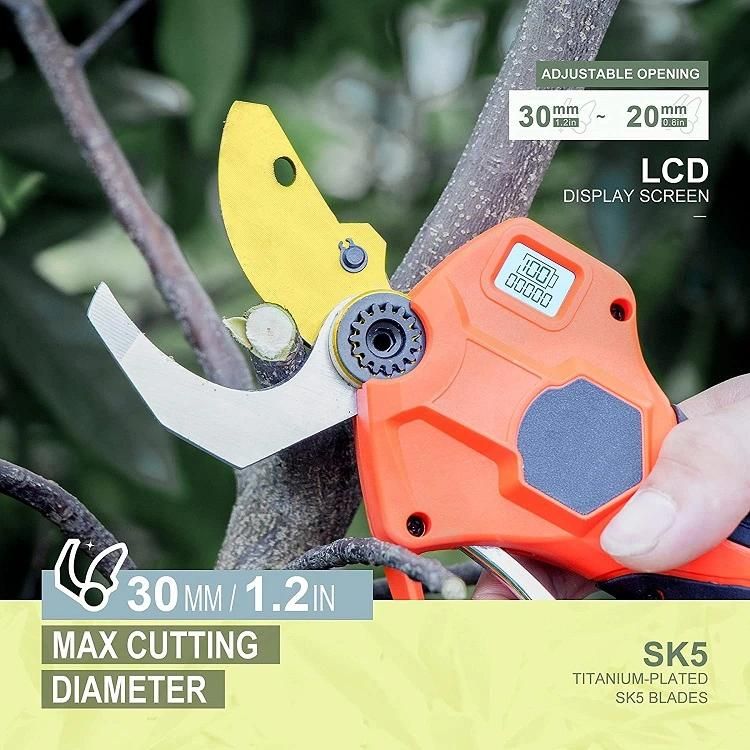 30mm 21V Extention Foldable Pole Pruning Electric Secateurs Power Scissors Progressive Cordless Electric Pruning Shears