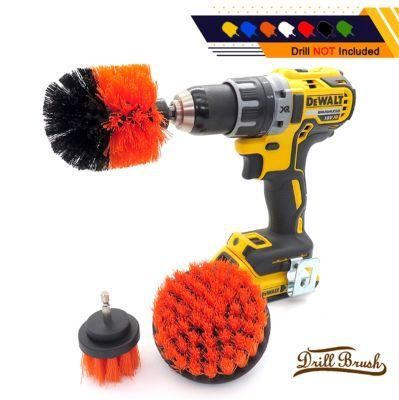 Electric Drill Brush 3-Piece Set 2 Inch 3.5 Inch 4 Inch Orange Cleaning Car Beauty Brush dB0729