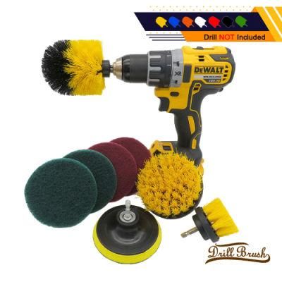 Electric Drill Brush Yellow 8-Piece Set Floor and Wall Stain Removal Polishing Electric Cleaning Brush