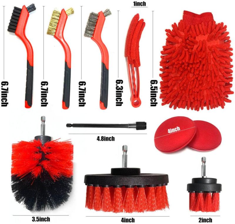 Cross-Border Supply Cleaning Brush Car Beauty Cleaning 26-Piece Detail Brush Red Kitchen Stain Removal Electric Drill Brush Head