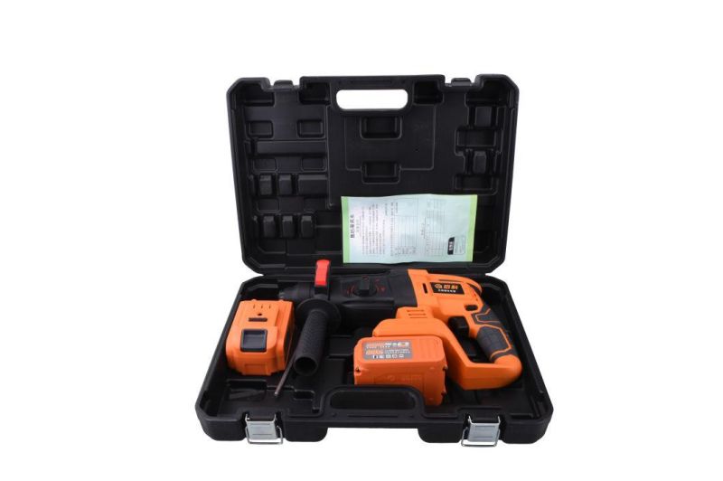 Rechargeable Brushless Cordless Electric Rotary Hammer Drill with Two Lithium Battery
