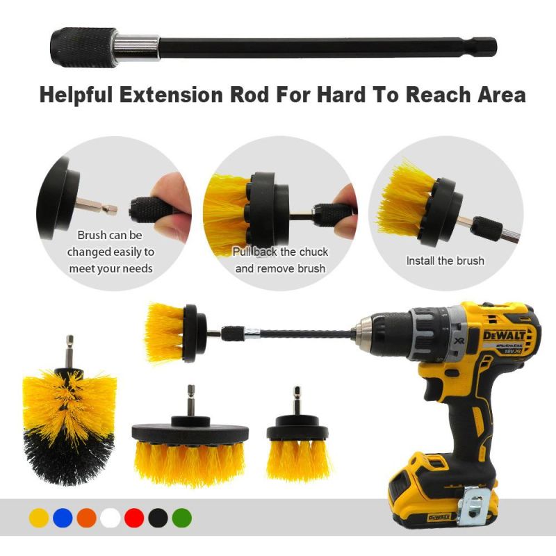 Electric Drill Brush Black 4-Piece Set 2 Inch 3.5 Inch 4 Inch Electric Cleaning Brush