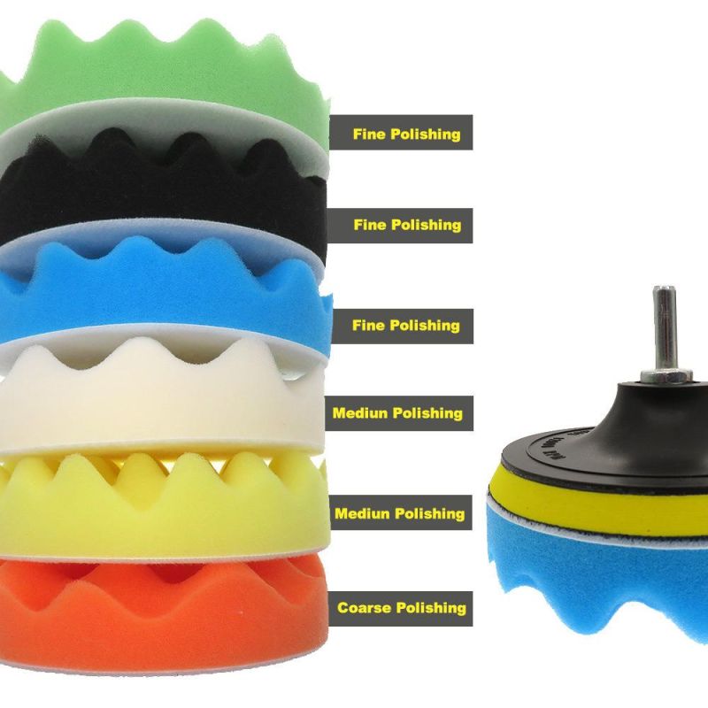 Cross-Border Supply 5 Inch 8 Pieces of Wavy Car Polished Sponge Car Cleaning Wax Polished Car Wash Sponge